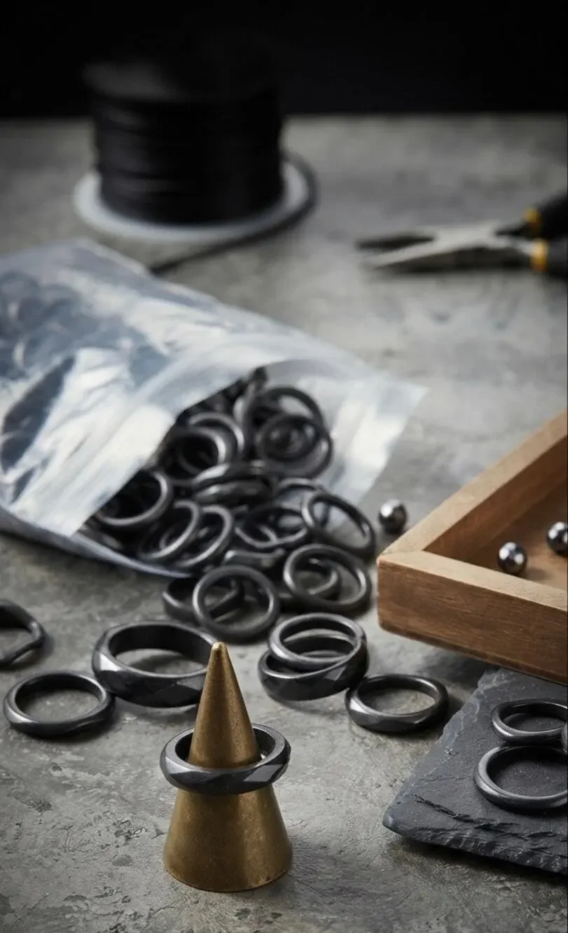 Black Metallic Plastic Craft Rings | Approx. 100 Pieces | Jewelry DIY Crafts New